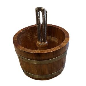 Vintage Baskerville Wooden Nut Barrel cracker & stainless picks Madein Putney VT